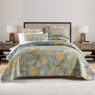Cotton Bedspread Quilt Sets Reversible Bedding Coverlet Sets Comforter, Vinta... - Image 1 of 4