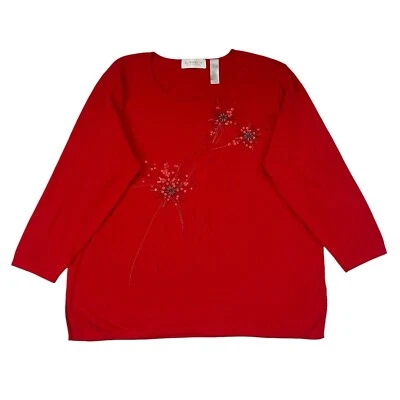 Nuevo con etiquetas Suéter Elisabeth Liz Claiborne Mujer 2X Rojo Tejido Lentejuelas Navidad Vacaciones Foto 1 de 4