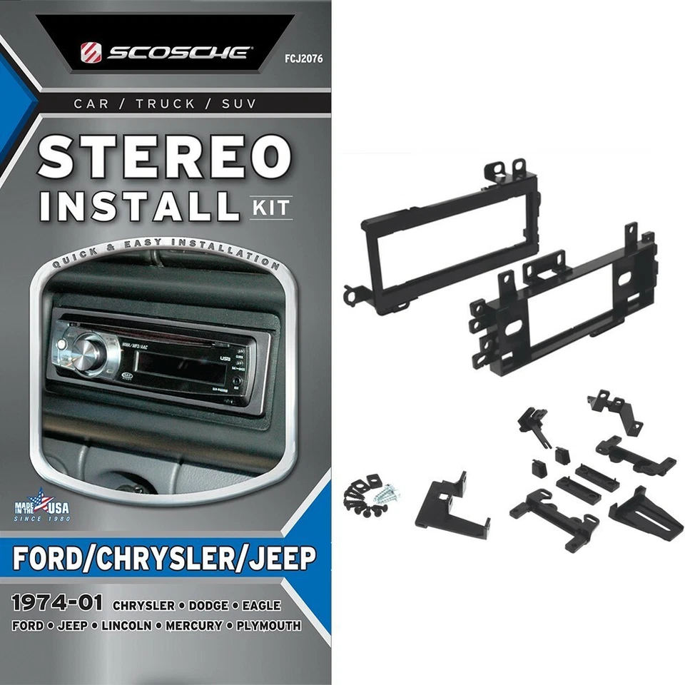 SCOSCHE ~ FCJ2076 STEREO INSTALL KIT - FORD / CHRYSLER / JEEP 1974-2001 - Image 1 of 1