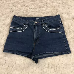 BDG High Rise Erin 5 Pocket Shortie Shorts Blue Contrast Trim Denim Size 30 - Picture 1 of 9