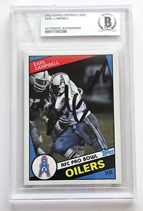 1984 TOPPS Oilers #84 Earl Campbell Signed Reprint Card Auto BAS Authentic🏈🏆 - Picture 1 of 2