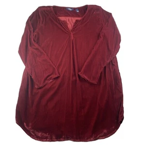 Grande tunica donna indaco velluto bordeaux maniche a spacco tasche a spacco Y2K nuova con etichette - Foto 1 di 10