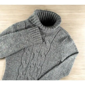 New York & Company Sweater Women M Cable Knit Fisherman Y2K Gray Boho Turtleneck - Picture 1 of 10