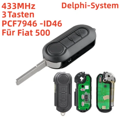 433Mhz Delphi Funk Schlüssel 3 Tasten Für Fiat 500 Doblo Fiorino Grande Panda - Image 1 of 4