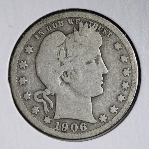 1906-O Barber Silver Quarter CHOICE VG E261 QKCC Cover