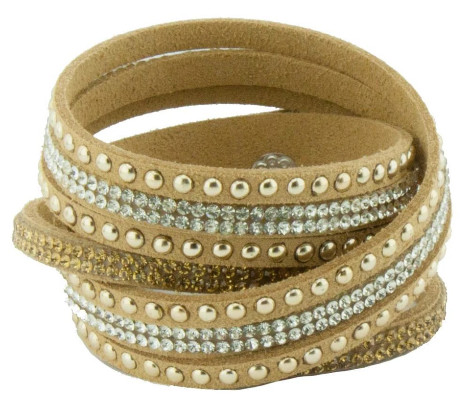 Wickelarmband mehrreihig Modeschmuck Armschmuck beige 17 cm - Bild 1 von 1