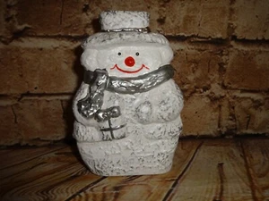 Vintage Ceramic Snowman Figure White and Silver 5" Winter Holiday Decoration - Picture 1 of 5