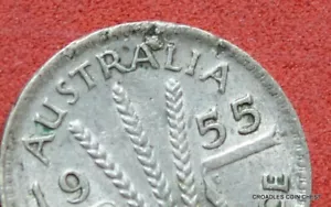 1955 SILVER THREEPENCE PREDECIMAL COIN SMALL METAL FLAW ACROSS REVERSE #SFX9 - Picture 1 of 9