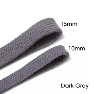 Flat Cotton Drawstring Tape Cord,10 & 15mm,Garment Hoody Sweatshirt and Crafts - Picture 1 of 31