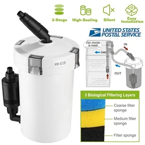 Aquarium Fish Tank 3-Stage External Canister Filter 105gph/400L/h 6W Silent New - Picture 1 of 11