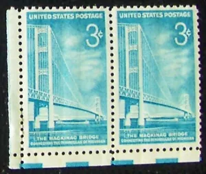 Pair, US 3c Stamp Scott #1109, Mackinac Bridge MNH 1958 - Picture 1 of 1