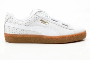 Puma Basket Heart Perf Gum Damen Sneaker Schuhe Turnschuhe 366809 01 weiß-gold - Picture 1 of 6