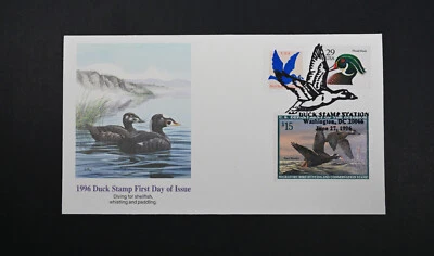 USA FDC Scott # RW63 Duck Stamps VF Cover Fleetwood Cachet June 27 1996 - Image 1 of 2