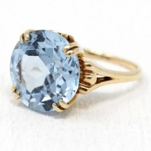New Blue Shiny Faux Zircon Ring #8🌹Wedding bride princess Engagement Golden - Picture 1 of 9