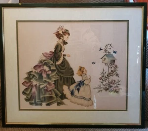 Fertig Lavendel & Spitze "Kleine Flügel" Kreuzstich 21"x24" gerahmt - Bild 1 von 17