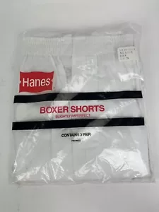 VTG Hanes 80’s 90’s Boxer Shorts 3 Pack White Sz 34 -Slightly Imperfect USA MADE - Picture 1 of 6