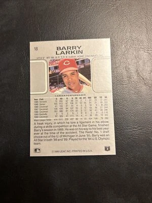 C54b 1990 Leaf #18 Barry Larkin, Cincinnati Reds - Image 1 of 2