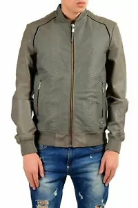 Just Cavalli Men'S 100% Leather Gray Full Zip Jacket US S IT 48 - Picture 1 of 5