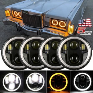 4PCS DOT 5.75 5-3/4 Round LED Headlights Black For Cadillac Calais 1965-1974 - Picture 1 of 12