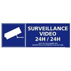 Autocollant Sticker Surveillance Vidéo 24H / 24H - Dimensions 210 x 75 mm - Logo