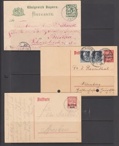 Bavaria Mi P48, P109, P125 used. 1896-1920 Postal Cards, 3 different, nice group - Picture 1 of 2