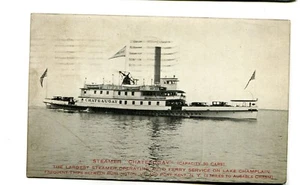 Vintage Postcard Lake Champlain Ferry STEAMER CHATEAUGAY 1927 VT to NY - Picture 1 of 2