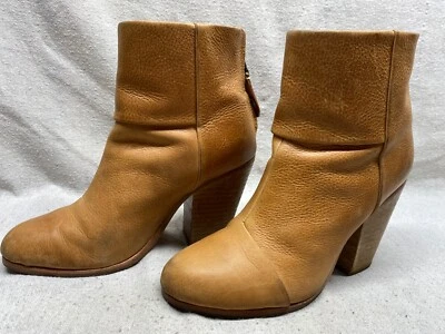 Botines Rag & Bone para mujer 6 B cuero tostado tacones apilados cremallera trasera Foto 1 de 4