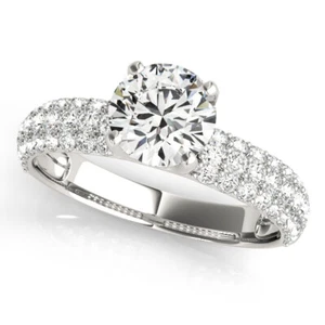 1.70 Ct Simulated Diamond Engagement Wedding Ring 14K Real White Gold Size 6 - Picture 1 of 5