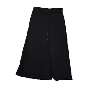 Briggs New York Women Maxi Skirt Button Front Flat Front Slit Black Small Petite - Picture 1 of 8