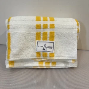 Ralph Lauren Home Beach Pool Towel Yellow White Stripe Cotton New 72x36 - Picture 1 of 6
