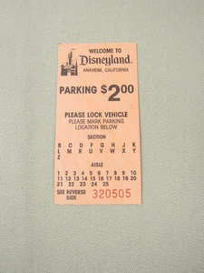 1984 Disneyland Anaheim $2.00 Parking Ticket Pass Stub 2"x4" Orange Unpunched - Picture 1 of 2
