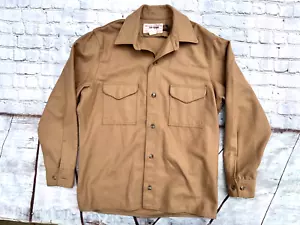 Mens FILSON Camel 100% Wool Button Jac Shirt Jacket Large 44 $350 - Picture 1 of 5