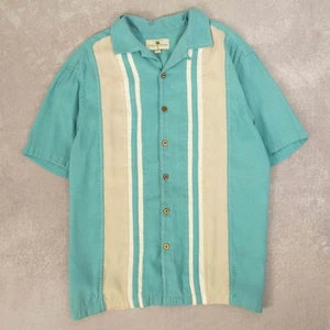 Chemise bowling vintage rayée homme L bleu à motifs - Photo 1/8