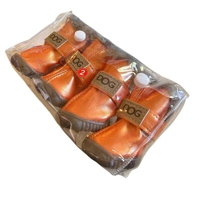 Botas de invierno forradas de piel naranja para perro talla 2 cierre ajustable Foto 1 de 3