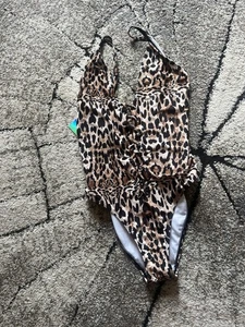 Ladies Misguided Animal Print Swimsuit BNWT Size 12 High Leg - Picture 1 of 5