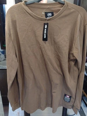 Camisa Ecki Unltd Para Hombres Grande Marrón Térmica Manga Larga Tejida Gofre Nueva Foto 1 de 4