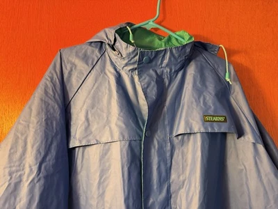Impermeable Stearns Dry Wear vintage XL azul/verde azulado con capucha con cremallera ¡Buena forma! Foto 1 de 4