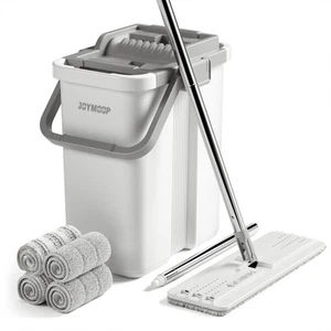 Mop and Bucket with Wringer Set, Flat Squeeze Mop Flat Head, Dust Mops for Wa... - Picture 1 of 9