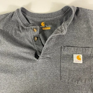 Carhartt Henley T Shirt Mens Large Original Fit Gray Pocket Short Sleeve K84 026 - Picture 1 of 9