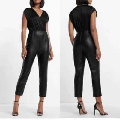 Mono Express manga gorra imitación cuero para mujer talla pequeña nuevo con etiquetas bolsillos negro Foto 1 de 4