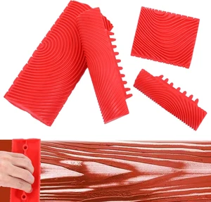 4 Stück Holzmaserung Mal- & Beizwerkzeuge - natürliche Holzstrukturpinsel zum Selbermachen - Bild 1 von 7