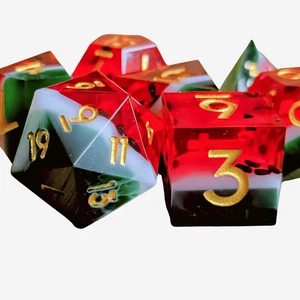 Wassermelone DND Würfel Set scharfe Kante 7 Stck. polyedrisches Spiel Würfel TTRPG geekiges Geschenk - Bild 1 von 5