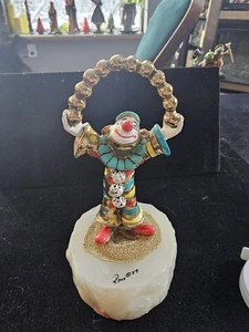 Ron Lee 1989 Jonglierclown 24 Karat Goldkugeln Clown auf Marmorsockel signiert 4x6" - Bild 1 von 6