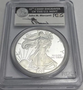 2002-W $1 1 OZ PROOF American Silver Eagle PCGS PR-70 DCAM Mercanti Signed - Picture 1 of 6