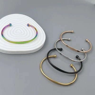 Classic C-Shaped Spherical Gold-Plated Stainless Steel Bracelet – Waterproof - Image 1 of 4