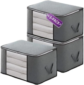 3 Stück 90L Große Aufbewahrungstasche Schrank Organizer Set, Kleideraufbewahrung - Bild 1 von 24