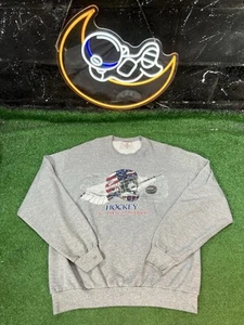 Vintage Hockey American Tradition Graphic print Gray Sweatshirt Crewneck Men’s L - Picture 1 of 5