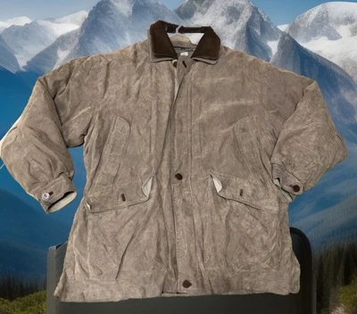 Vtg Rainforest Chore Jacket Barn Coat Leather Collar Men 2XL Brown Down - Image 1 of 4