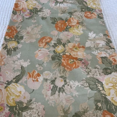 Pottery Barn  Elora Floral  Curtain Green Orange Linen Cotton Lined 50x84" HTF - Image 1 of 4