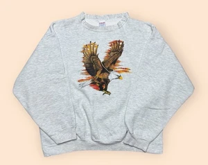 Sudadera De Colección Años 80 Eagle Cuello Redondo Para Hombre’s XL Gris De Colección Años 90 - Imagen 1 de 5